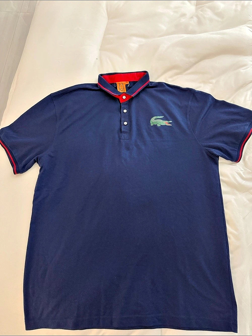 Lacoste Polo Shirt in Blue & Red XL Like New